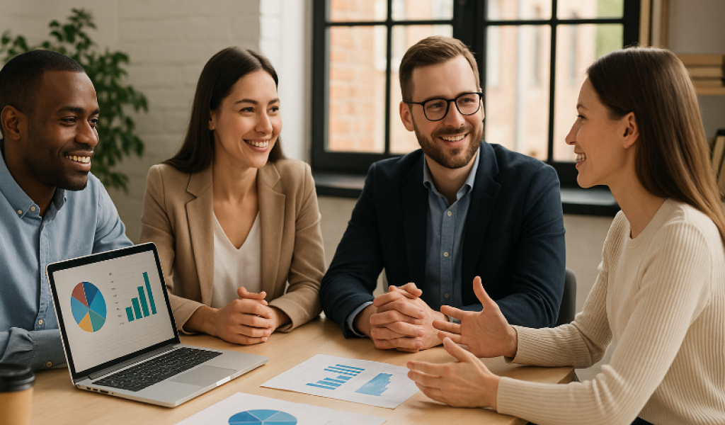 19-de-mai.-de-2025-17_50_21.png Equipe de profissionais em reunião discutindo estratégias de marketing digital com laptops e gráficos na tela