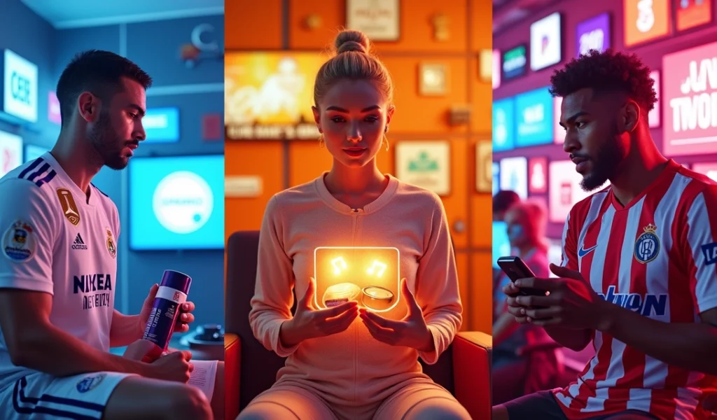 Montagem vibrante com Real Madrid, Maybelline e Neymar em ações de marketing digital