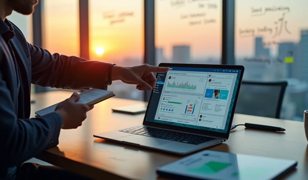 Profissional analisando painel do LinkedIn com foco em vendas B2B