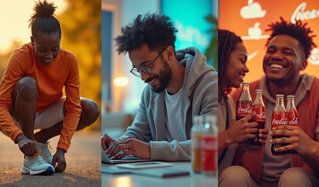 Montagem com pessoas comuns mostrando histórias de superação, inovação e conexões emocionais com marcas famosas